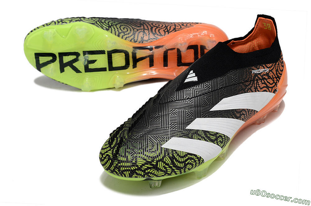 Black White Orange FG Soccer Cleats for Precision Accuracy